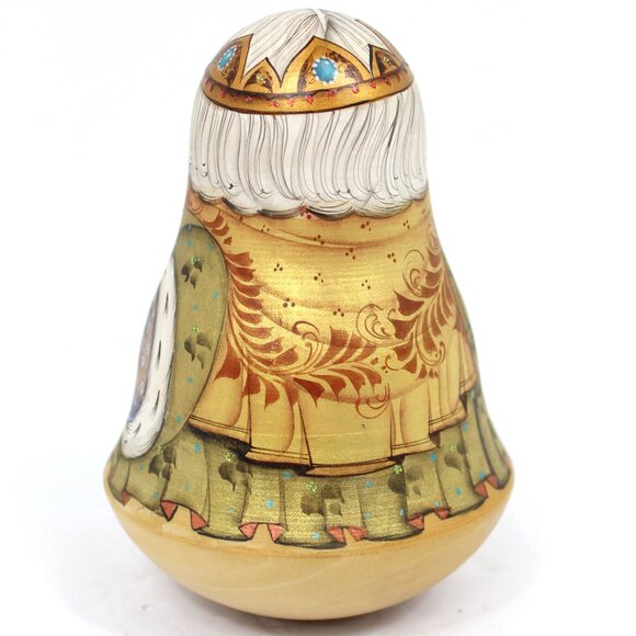 Russia Folk Art Roly-Poly Matryoshka Father Christmas Doll w/Bell Chime 1998 VTG - Picture 3 of 8